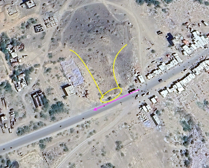 Comparing the cut slope with satellite relief.