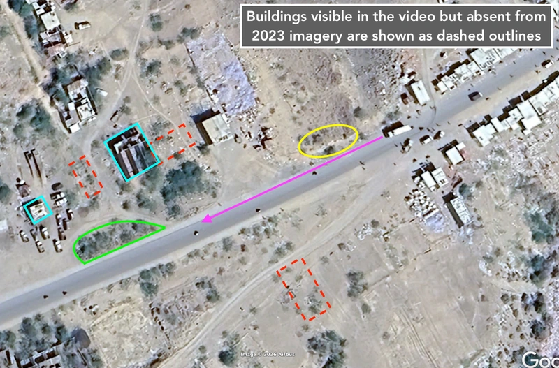 Video-only structures marked against the 2023 satellite image.