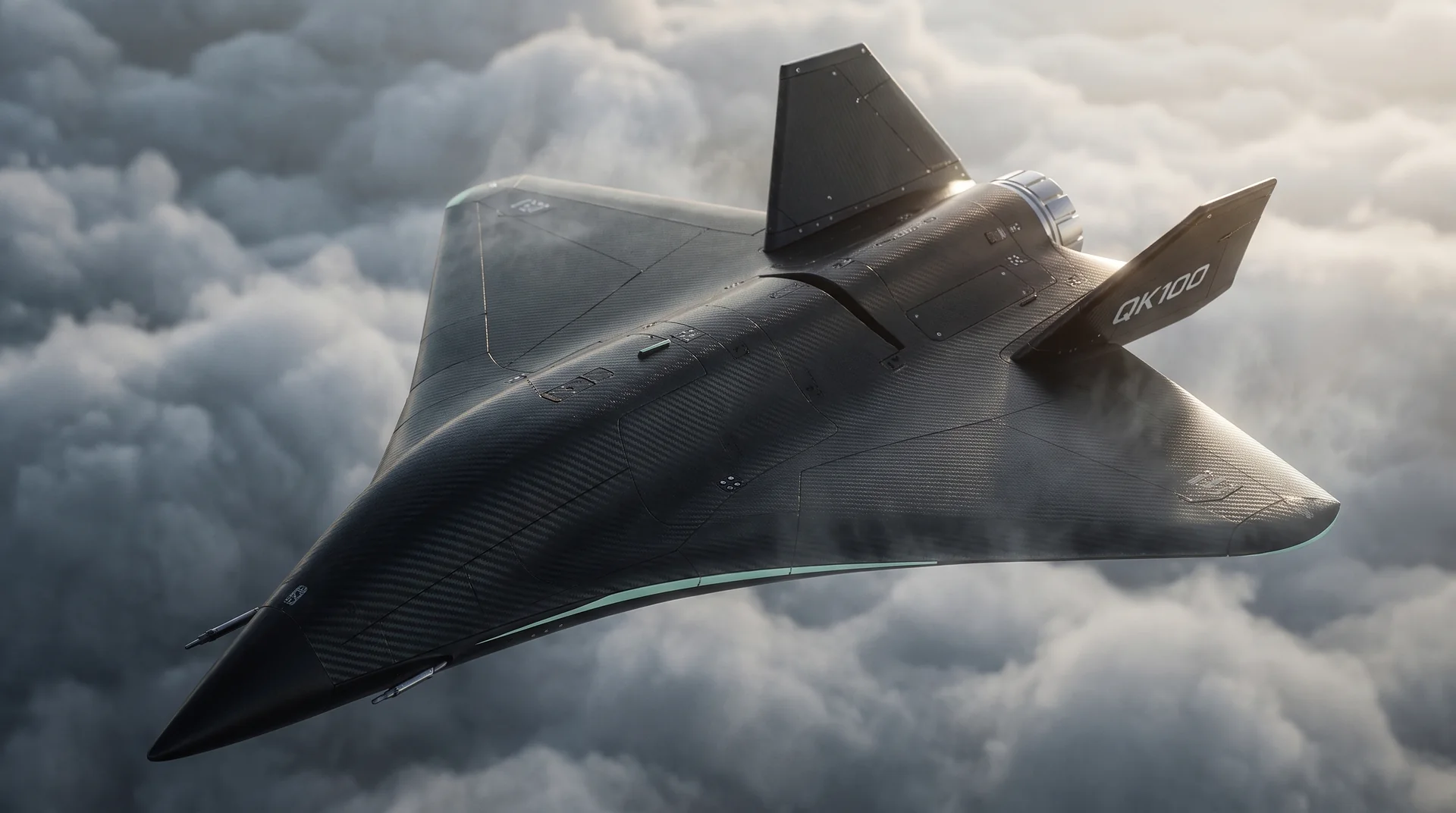 QK-100 MORPHINE aircraft above the clouds