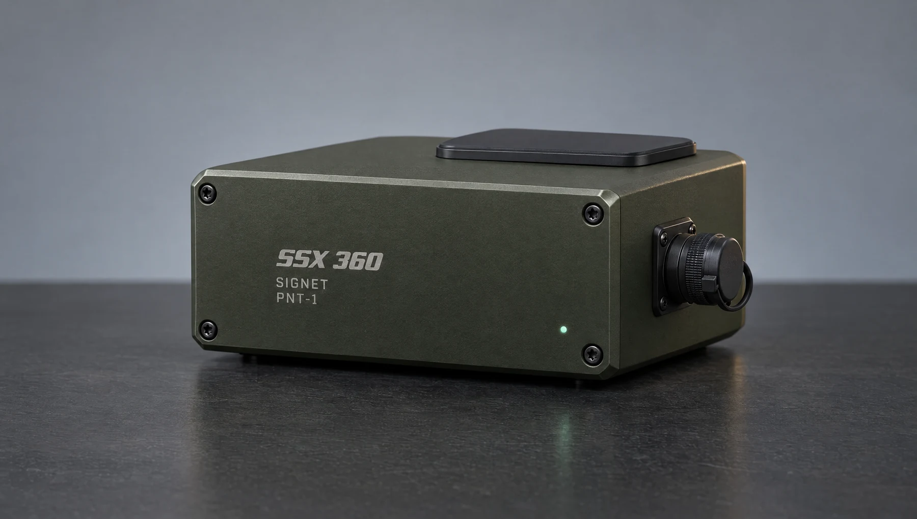SIGNET PNT-1 exterior concept in an olive metal enclosure with SSX360 branding