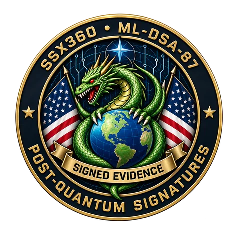 SSX360 dragon emblem, ML-DSA-87 post-quantum signatures